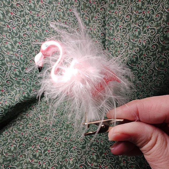 Dillard's Blown Glass Pink Flamingo Clip Christmas Ornament Box Of 6 - Picture 4 of 11